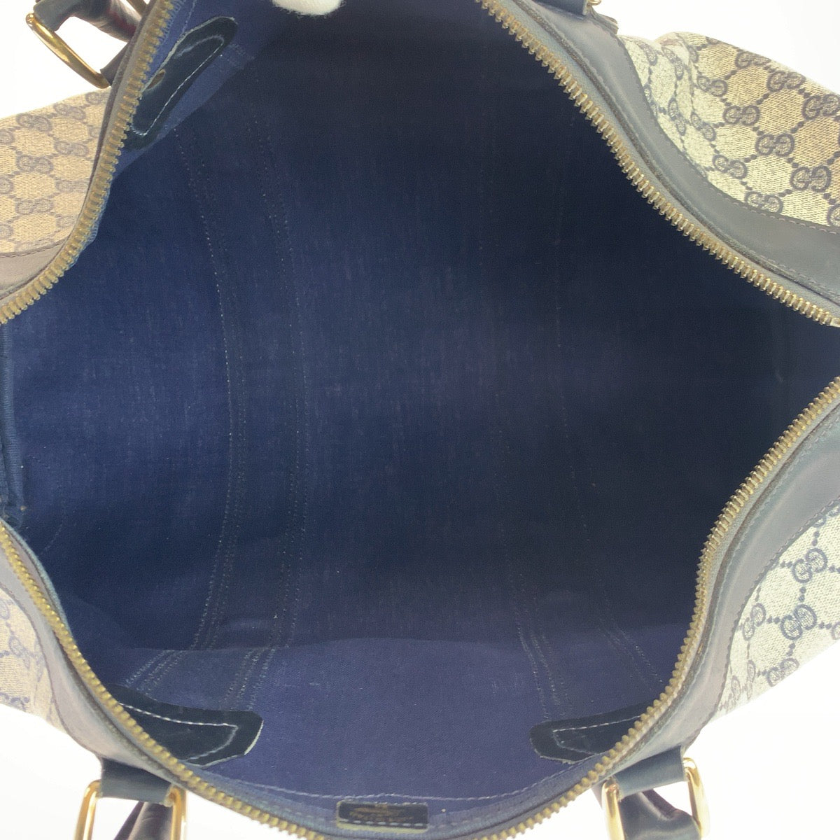 GUCCI グッチ ヴィンテージ オールドグッチ シェリーライン グレー ネイビー 紺 ゴールド金具 GGスプリームキャンバス ボストンバッグ 旅行バッグ  レディース