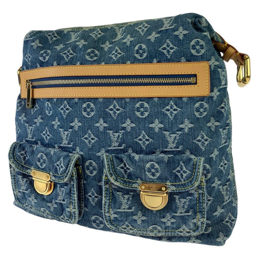 LOUIS VUITTON Louis Vuitton Monogram Denim Baggy GM Blue Denim/Leather Crossbody Shoulder Bag for Women