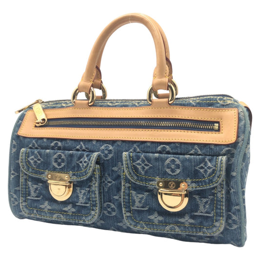 LOUIS VUITTON Louis Vuitton Monogram Denim Neo Speedy Blue Gold Hardware Denim M95019 Handbag Tote Bag Mini Boston Bag Women's