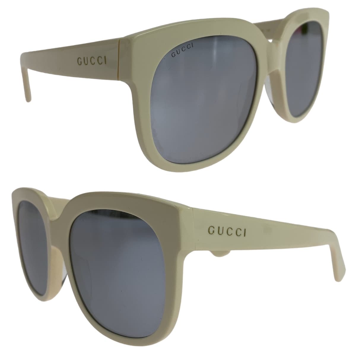 GUCCI グッチ ホワイト 白 ゴールド金具 プラスチック GG 0361S 008 56▫️20 140 サングラス ミラーレンズ ウェリントン  レディース