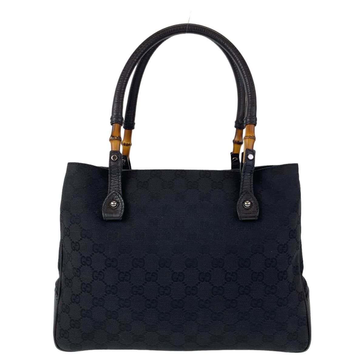 10880
GUCCI グッチ バンブー GG柄 ブラック 黒 シルバー金具 GGキャンバス 112526 ハンドバッグ トートバッグ  レディース