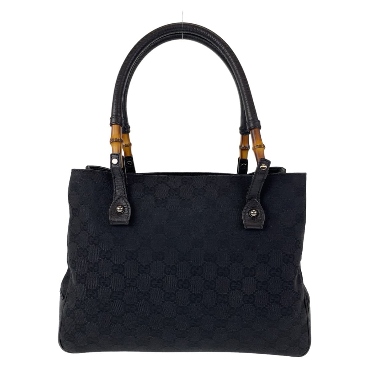 10880
GUCCI グッチ バンブー GG柄 ブラック 黒 シルバー金具 GGキャンバス 112526 ハンドバッグ トートバッグ  レディース