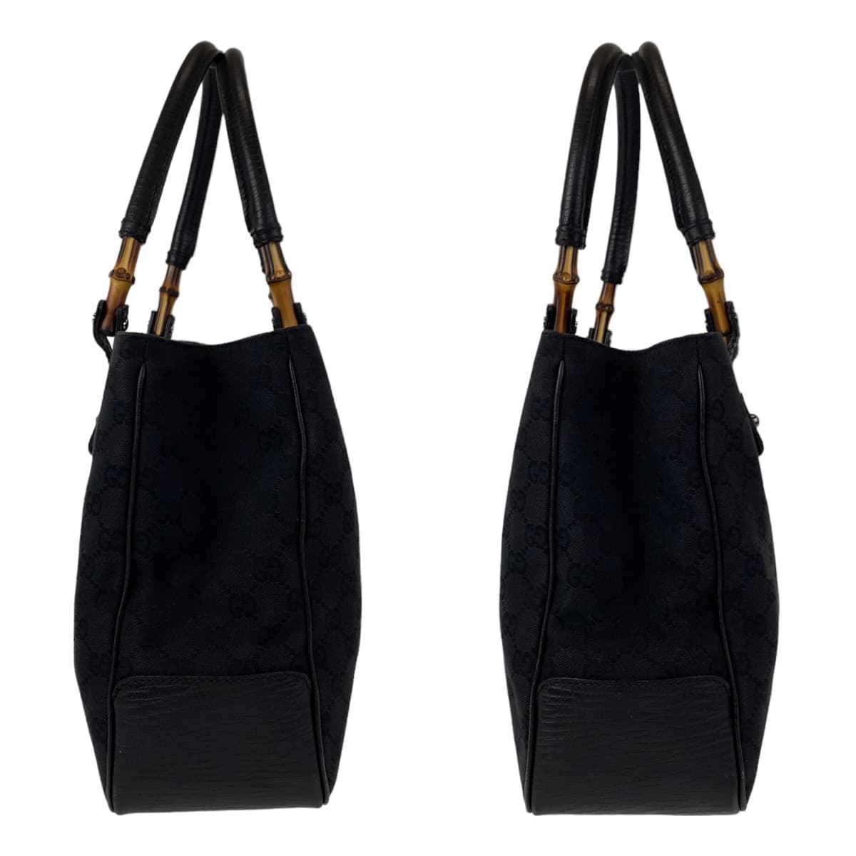 10880
GUCCI グッチ バンブー GG柄 ブラック 黒 シルバー金具 GGキャンバス 112526 ハンドバッグ トートバッグ  レディース