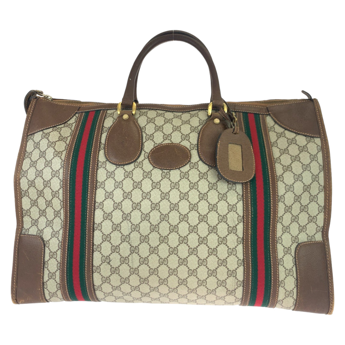 GUCCI グッチ ヴィンテージ オールドグッチ シェリーライン ベージュ ブラウン 茶 ゴールド金具 GGスプリームキャンバス ボストンバッグ 旅行バッグ  レディース