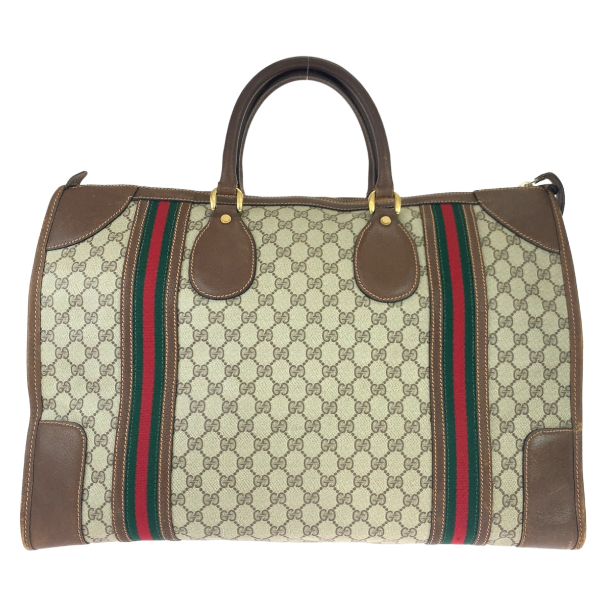 GUCCI グッチ ヴィンテージ オールドグッチ シェリーライン ベージュ ブラウン 茶 ゴールド金具 GGスプリームキャンバス ボストンバッグ 旅行バッグ  レディース