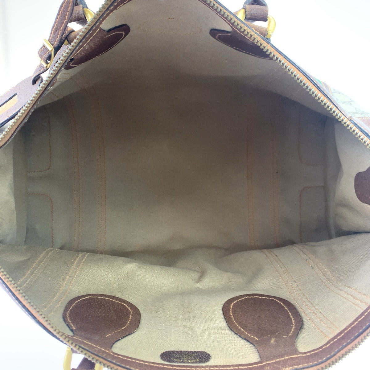 GUCCI グッチ ヴィンテージ オールドグッチ シェリーライン ベージュ ブラウン 茶 ゴールド金具 GGスプリームキャンバス ボストンバッグ 旅行バッグ  レディース