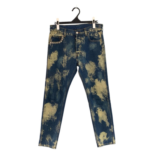 GUCCI グッチ サイズ30 インディゴ オフホワイト シルバー金具 コットンデニム 17SS 452428 XR364 デニムパンツ スタッズブリーチ加工 ボタンフライ  メンズ