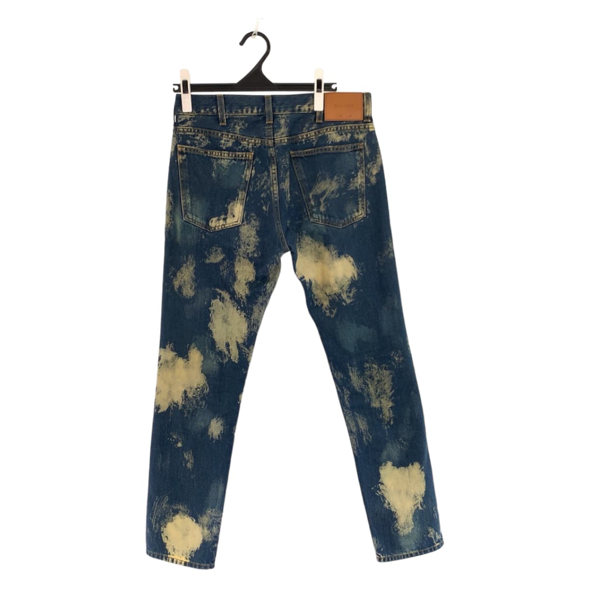 GUCCI グッチ サイズ30 インディゴ オフホワイト シルバー金具 コットンデニム 17SS 452428 XR364 デニムパンツ スタッズブリーチ加工 ボタンフライ  メンズ