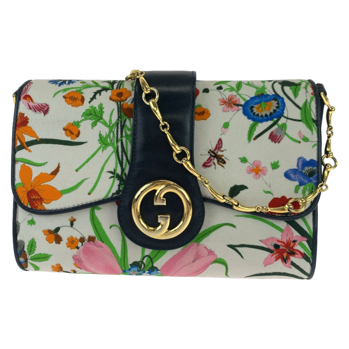 10883
GUCCI グッチ ヴィンテージ オールドグッチ フローラ インターロッキングG ビットチェーン マルチカラー ホワイト 白 ゴールド金具 キャンバス / レザー ショルダーバッグ 肩掛け  レディース
