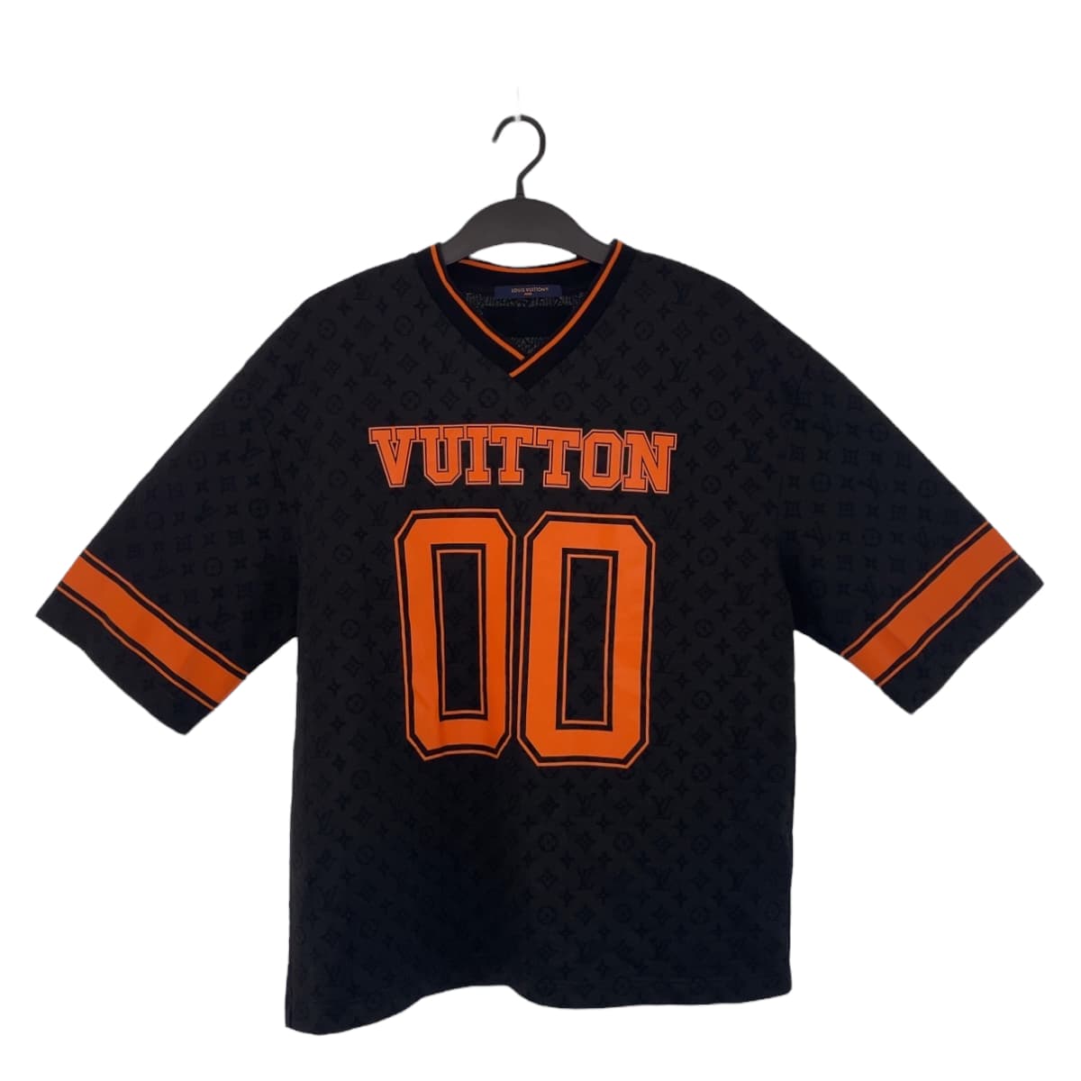 LOUIS VUITTON ルイヴィトン モノグラム スポーティ サイズXL ブラック 黒 オレンジ コットン / ポリエステル RM231 VV4 HOY67W 半袖Ｔシャツ Vネック  メンズ