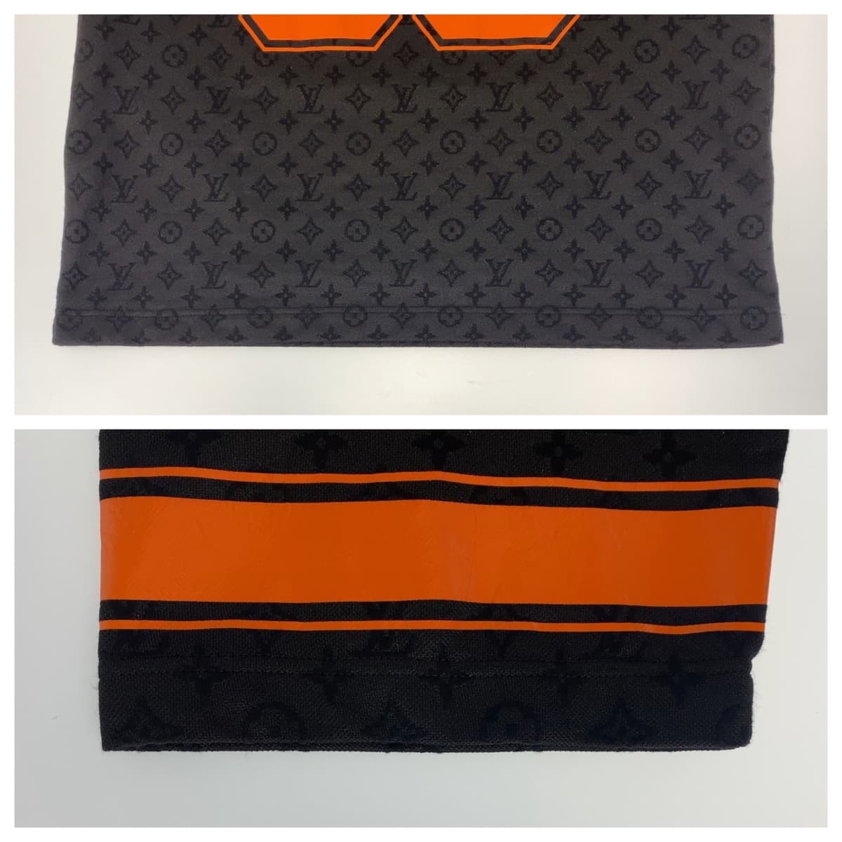 LOUIS VUITTON ルイヴィトン モノグラム スポーティ サイズXL ブラック 黒 オレンジ コットン / ポリエステル RM231 VV4 HOY67W 半袖Ｔシャツ Vネック  メンズ