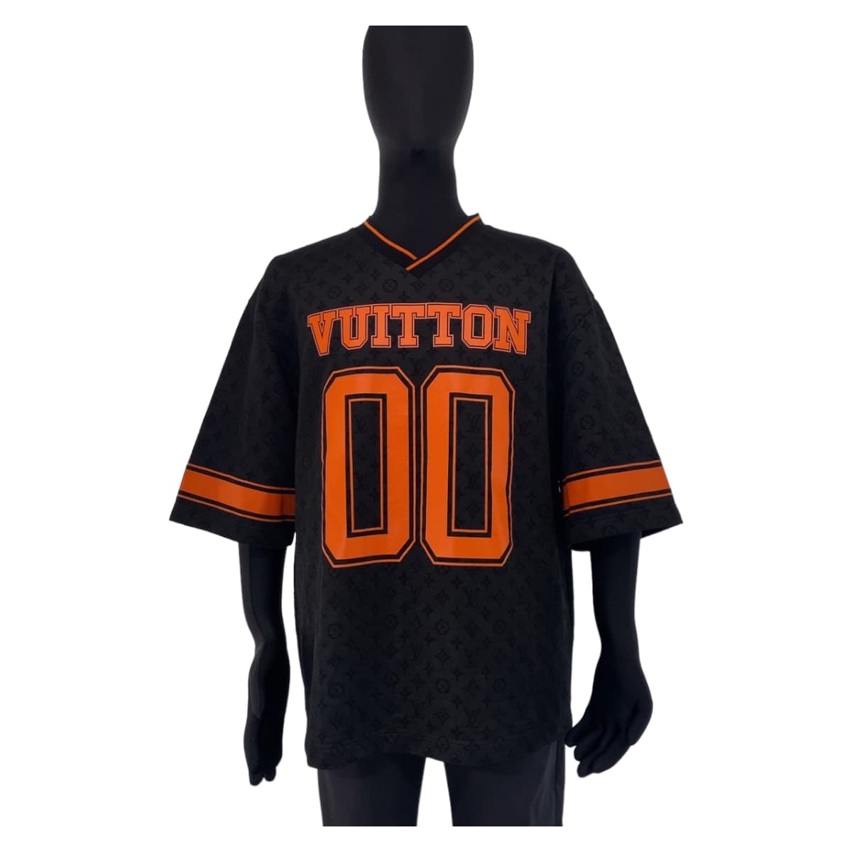 LOUIS VUITTON ルイヴィトン モノグラム スポーティ サイズXL ブラック 黒 オレンジ コットン / ポリエステル RM231 VV4 HOY67W 半袖Ｔシャツ Vネック  メンズ