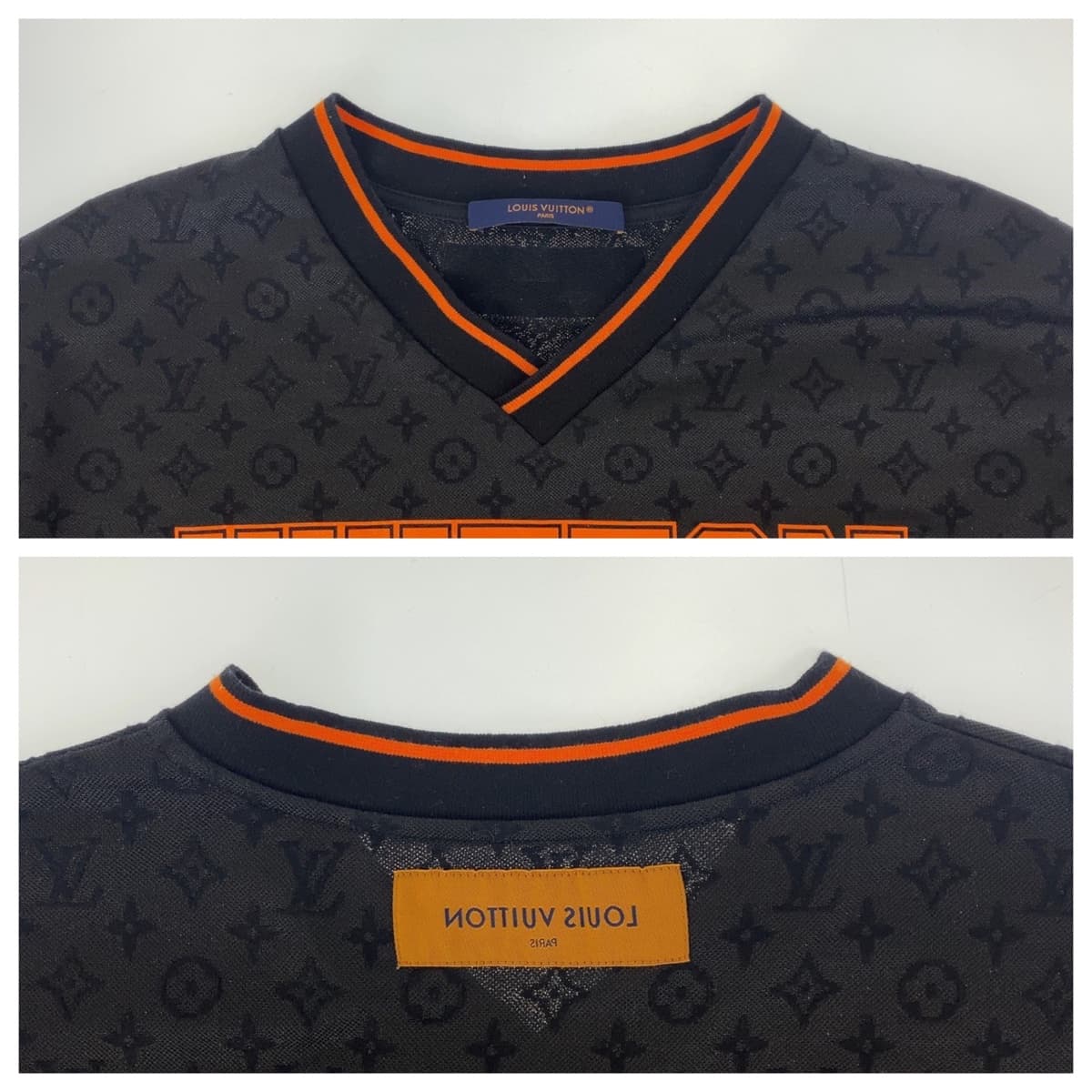 LOUIS VUITTON ルイヴィトン モノグラム スポーティ サイズXL ブラック 黒 オレンジ コットン / ポリエステル RM231 VV4 HOY67W 半袖Ｔシャツ Vネック  メンズ