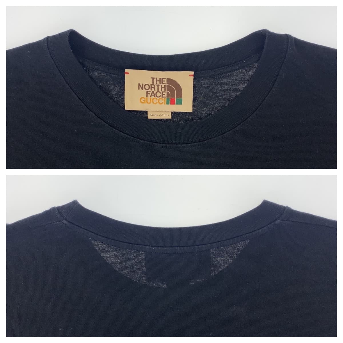GUCCI グッチ グッチ×ノースフェイス サイズS ブラック 黒 イエロー 黄 コットン 616036 XJDCL 半袖Ｔシャツ クルーネック  メンズ