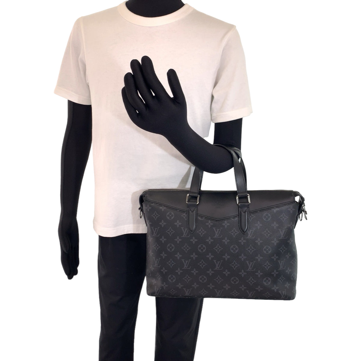 LOUIS VUITTON ルイヴィトン モノグラム エクリプス エクスプローラー ブラック 黒 シルバー金具 PVC M40566 ブリーフケース ビジネスバッグ  メンズ