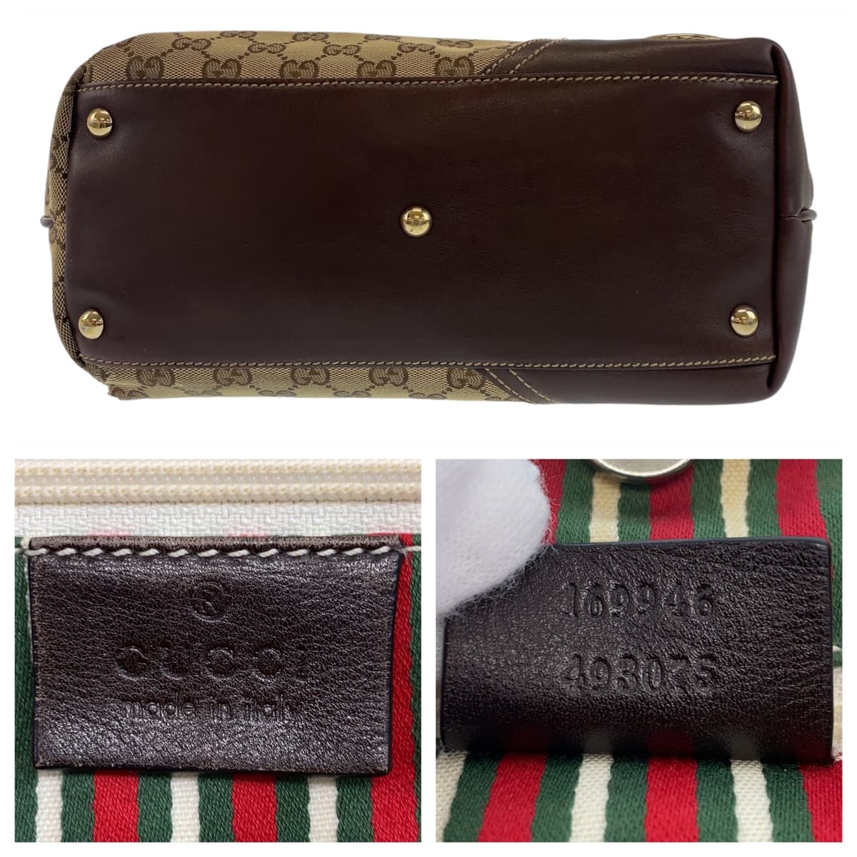 00895
GUCCI グッチ インターロッキングG ニューブリット GG柄 ブラウン ベージュ ゴールド金具 GGキャンバス / レザー 169946 トートバッグ ハンドバッグ ショルダーバッグ  レディース