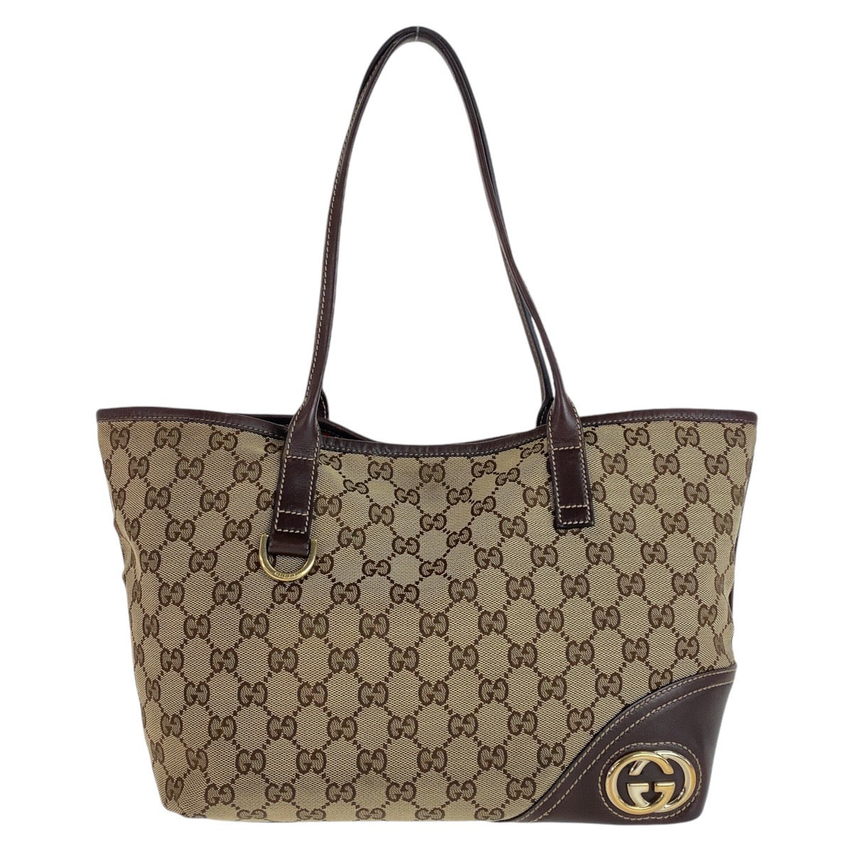 00895
GUCCI グッチ インターロッキングG ニューブリット GG柄 ブラウン ベージュ ゴールド金具 GGキャンバス / レザー 169946 トートバッグ ハンドバッグ ショルダーバッグ  レディース