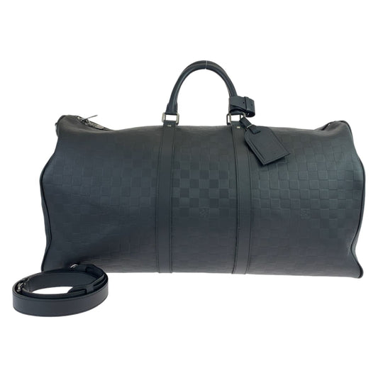 LOUIS VUITTON ルイヴィトン ダミエ アンフィニ キーポル バンドリエール55  オニキス ブラック 黒 ガンメタ金具 レザー N41144 ボストンバッグ 旅行バッグ  メンズ
