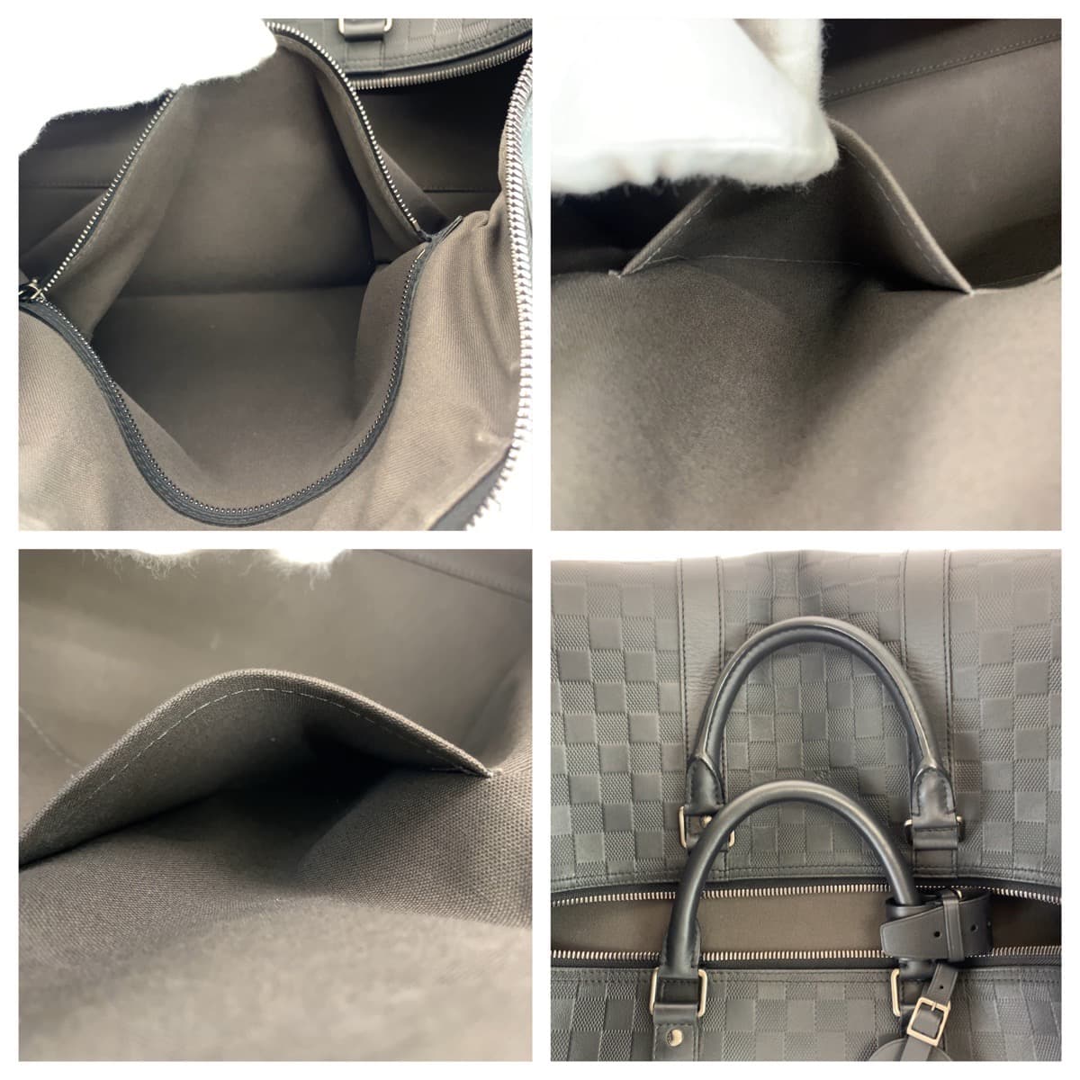 LOUIS VUITTON ルイヴィトン ダミエ アンフィニ キーポル バンドリエール55  オニキス ブラック 黒 ガンメタ金具 レザー N41144 ボストンバッグ 旅行バッグ  メンズ