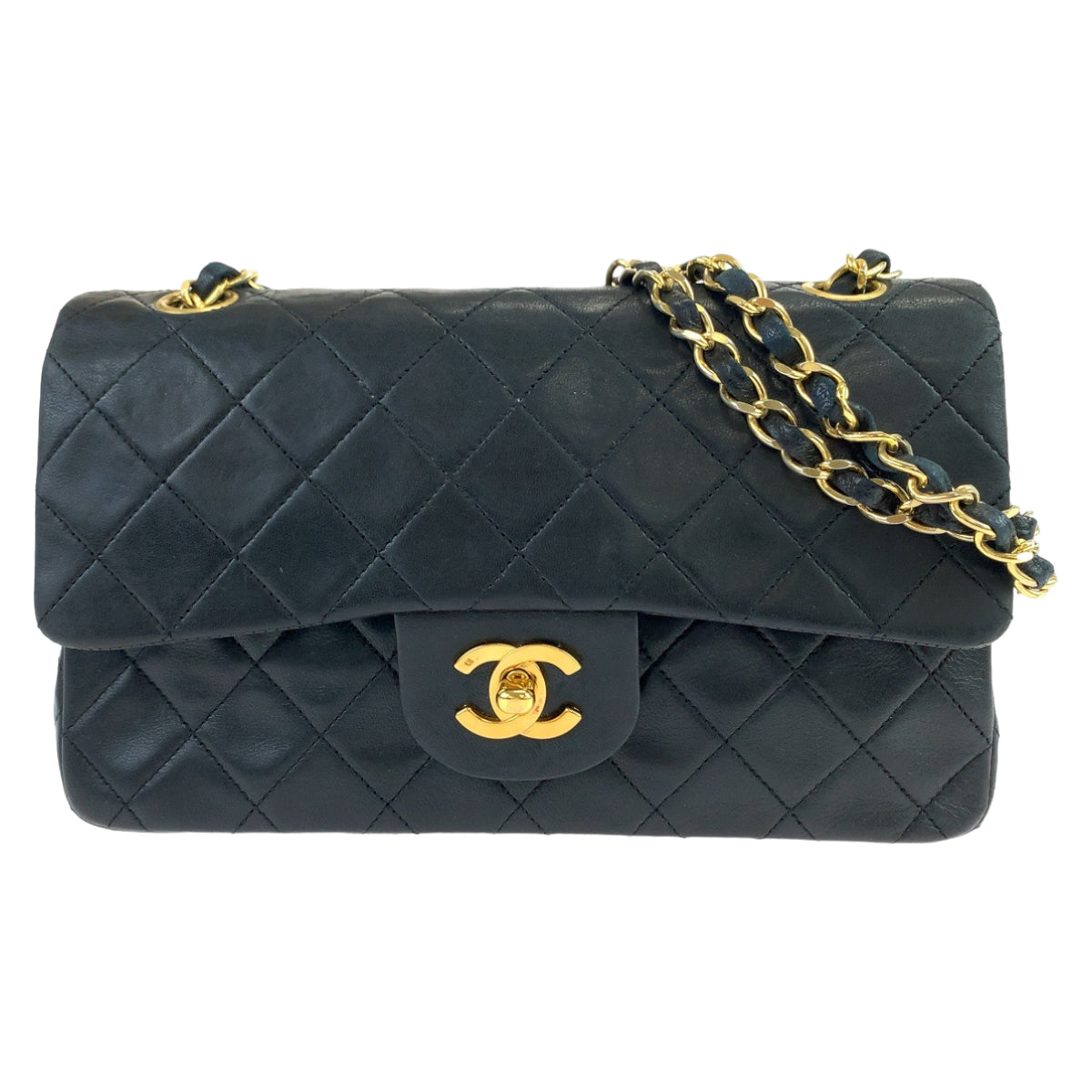 CHANEL シャネル マトラッセ ダブルフラップ ココマーク ターンロック ブラック 黒 ゴールド金具 ラムスキン チェーンショルダーバッグ 斜め掛け  レディース