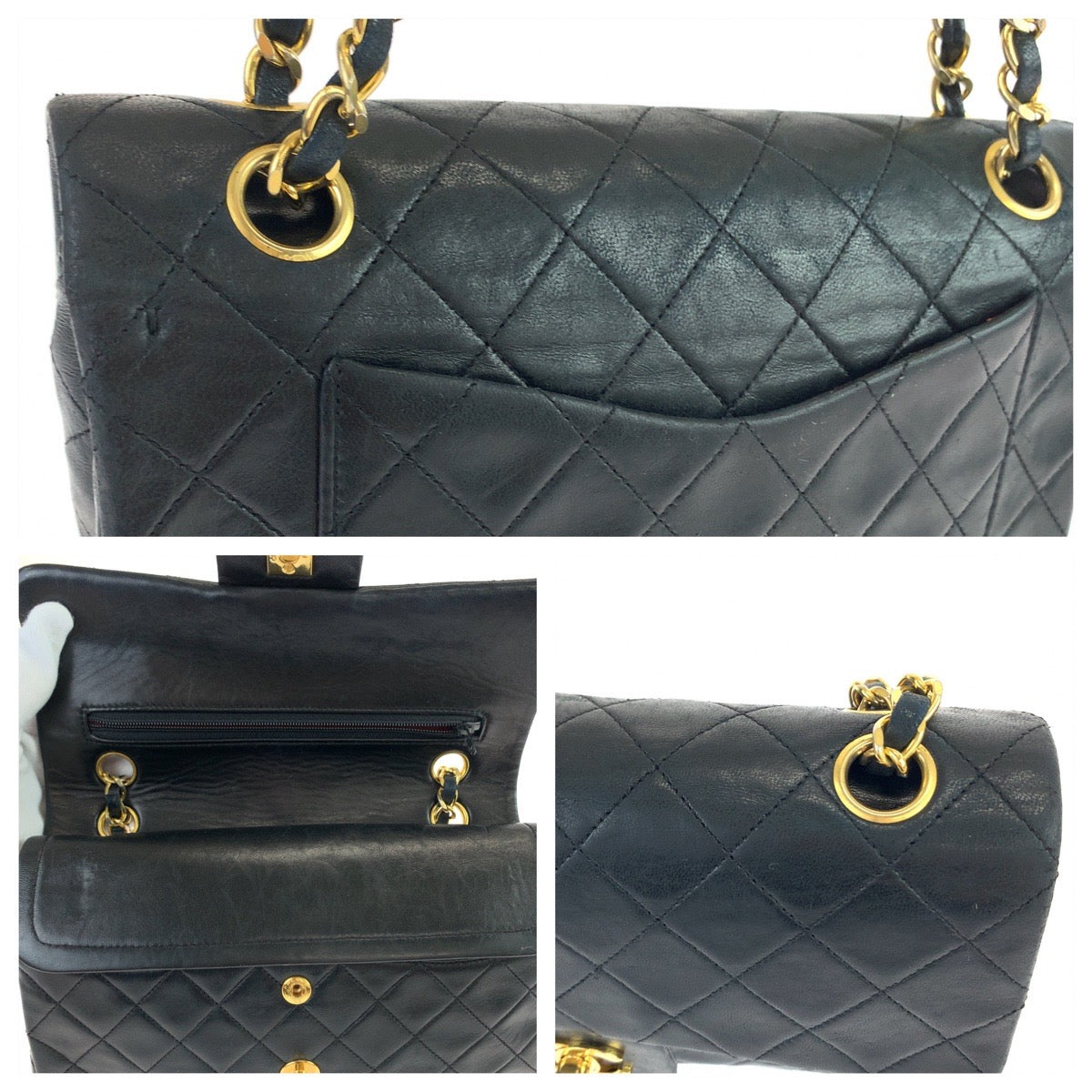 CHANEL シャネル マトラッセ ダブルフラップ ココマーク ターンロック ブラック 黒 ゴールド金具 ラムスキン チェーンショルダーバッグ 斜め掛け  レディース