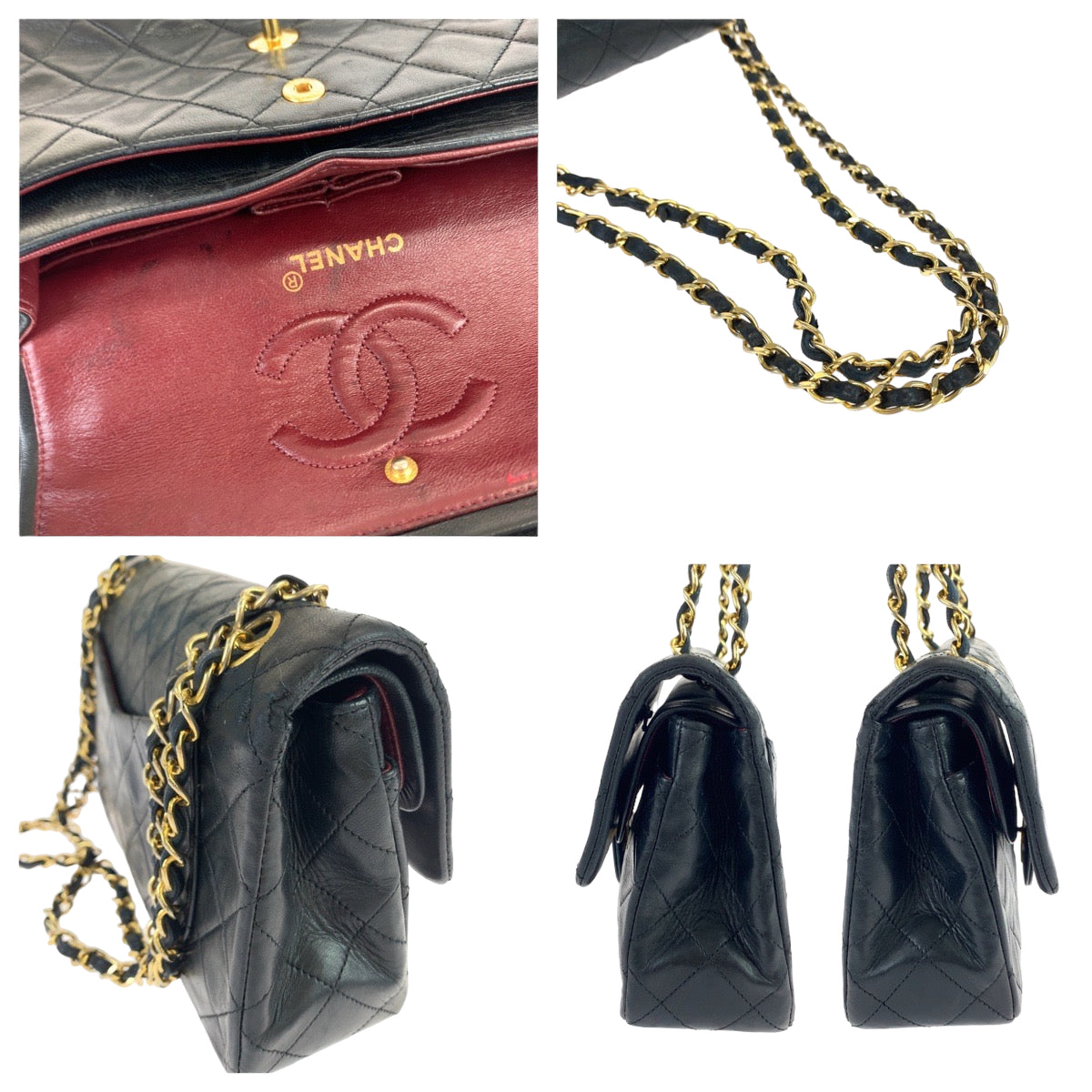 CHANEL シャネル マトラッセ ダブルフラップ ココマーク ターンロック ブラック 黒 ゴールド金具 ラムスキン チェーンショルダーバッグ 斜め掛け  レディース