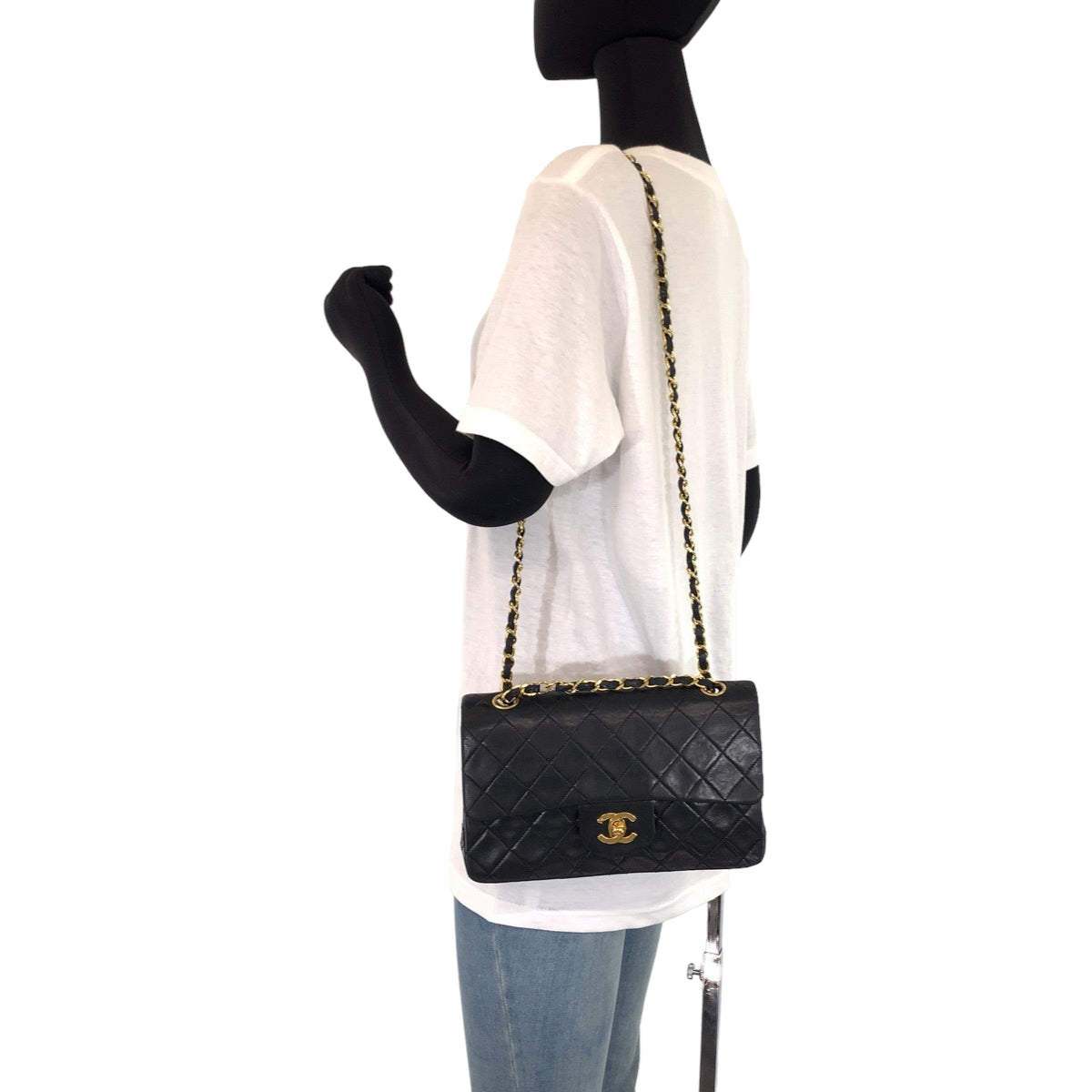 CHANEL シャネル マトラッセ ダブルフラップ ココマーク ターンロック ブラック 黒 ゴールド金具 ラムスキン チェーンショルダーバッグ 斜め掛け  レディース