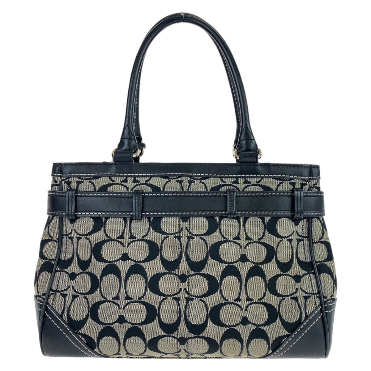 COACH コーチ シグネチャー ハンプトンズ グレー ブラック 黒 シルバー金具 キャンバス 8K06 ハンドバッグ トートバッグ  レディース