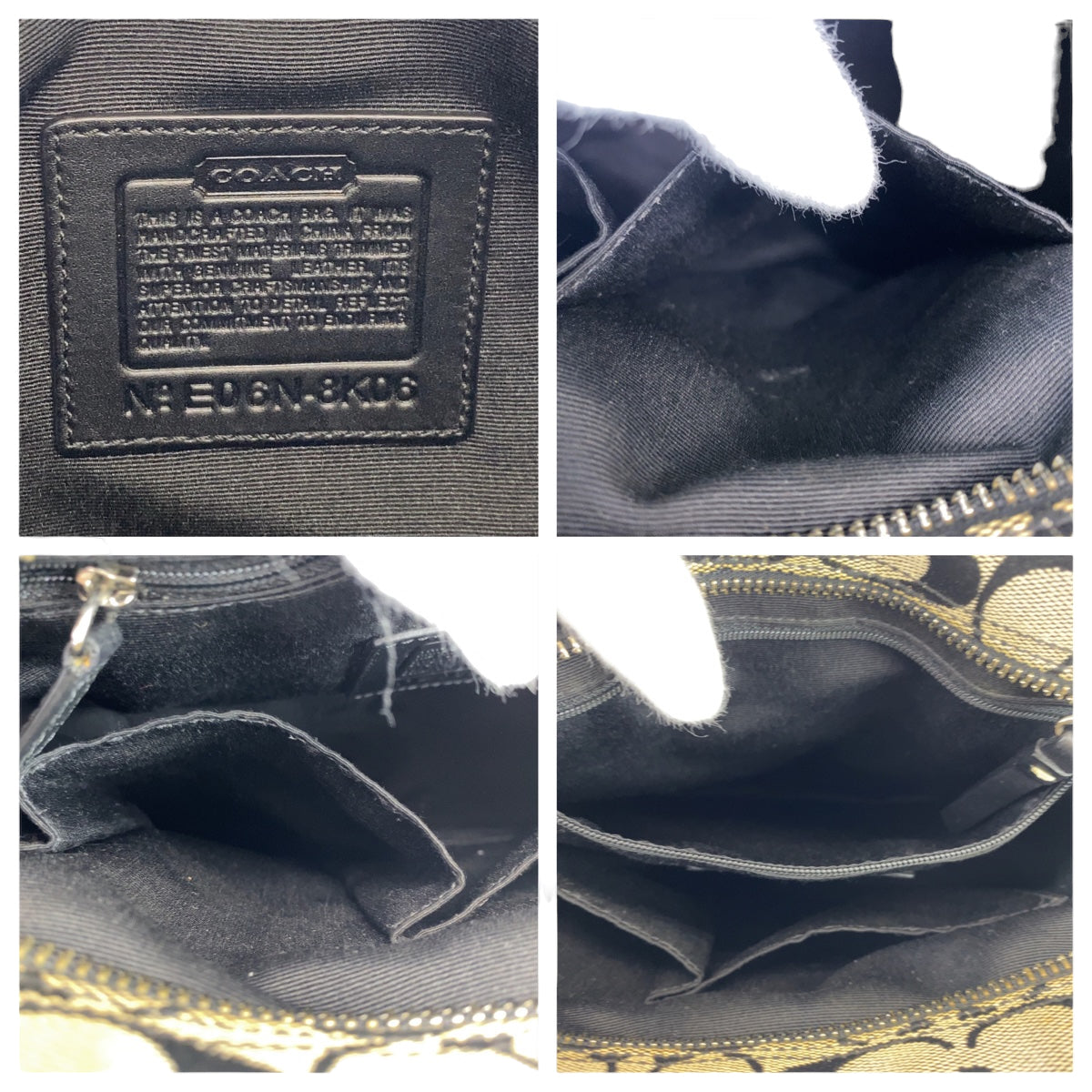 COACH コーチ シグネチャー ハンプトンズ グレー ブラック 黒 シルバー金具 キャンバス 8K06 ハンドバッグ トートバッグ  レディース