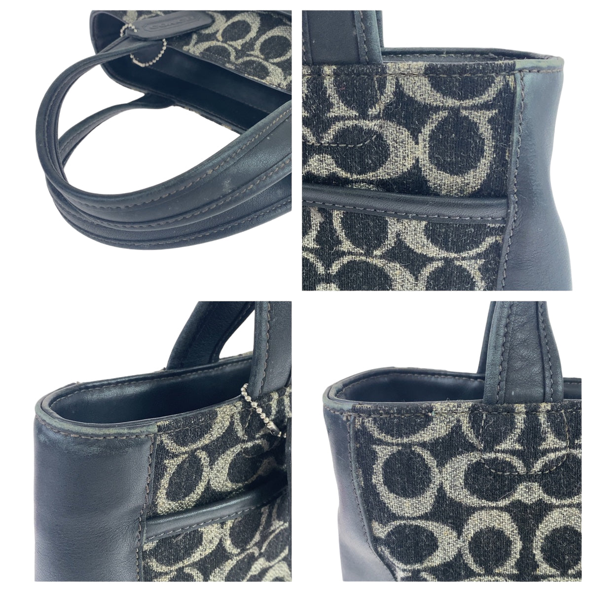 12490
COACH コーチ シグネチャー ブラック シルバー金具 キャンバス 6167 トートバッグ ハンドバッグ  レディース