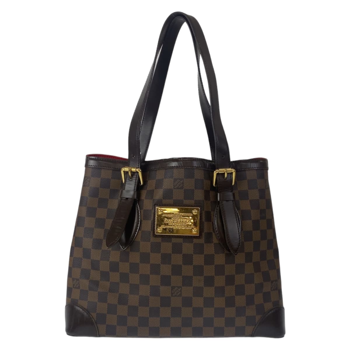 LOUIS VUITTON ルイヴィトン ダミエ ハムプステッドMM ブラウン 茶 レッド ゴールド金具 PVC N51204 トートバッグ 肩掛け  レディース