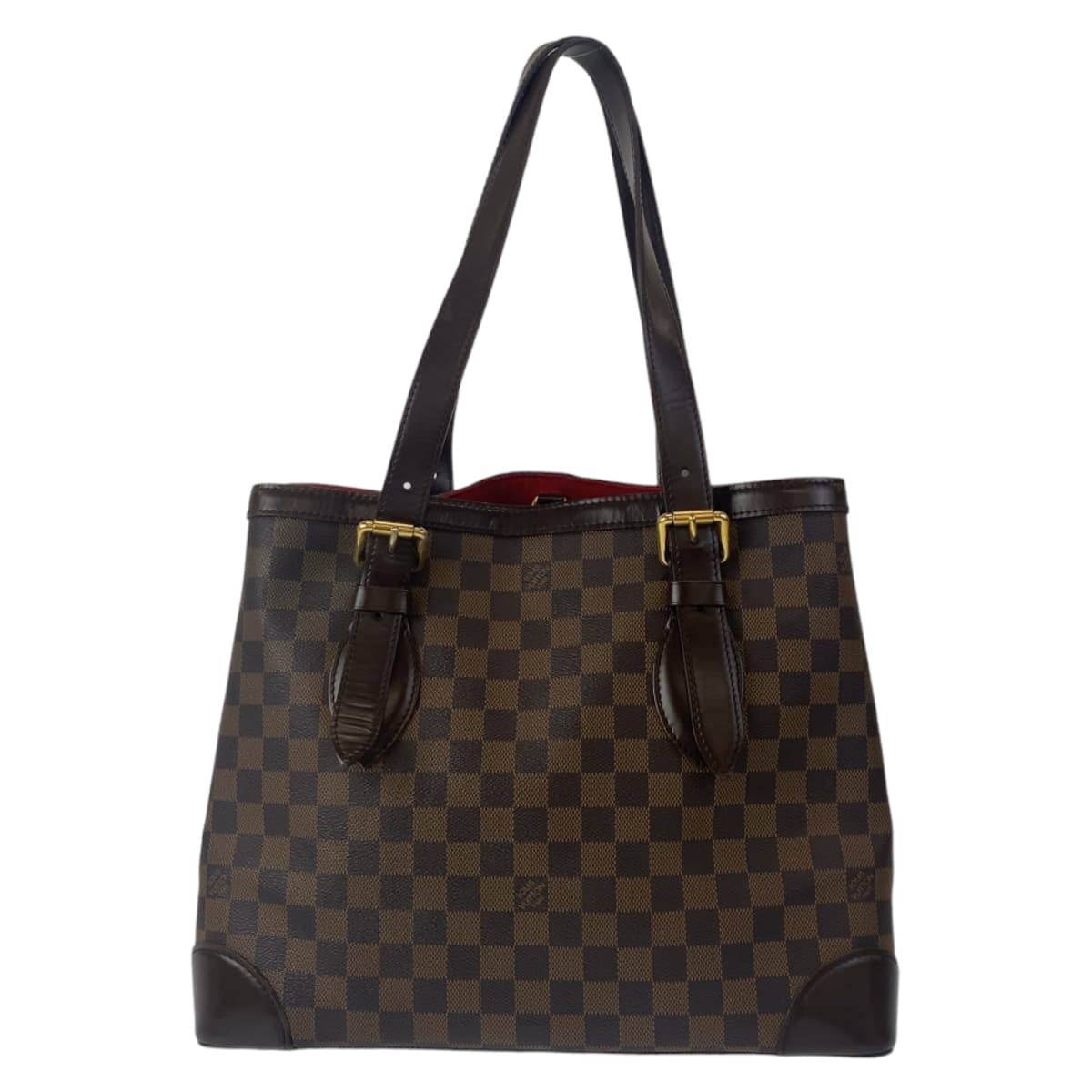 LOUIS VUITTON ルイヴィトン ダミエ ハムプステッドMM ブラウン 茶 レッド ゴールド金具 PVC N51204 トートバッグ 肩掛け  レディース