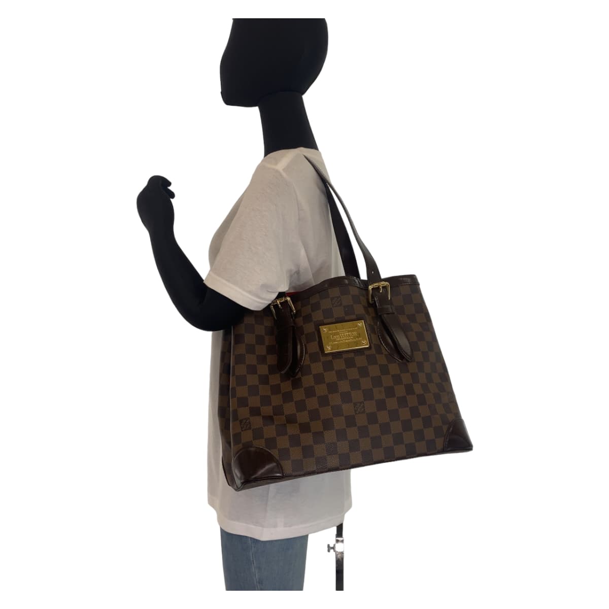 LOUIS VUITTON ルイヴィトン ダミエ ハムプステッドMM ブラウン 茶 レッド ゴールド金具 PVC N51204 トートバッグ 肩掛け  レディース