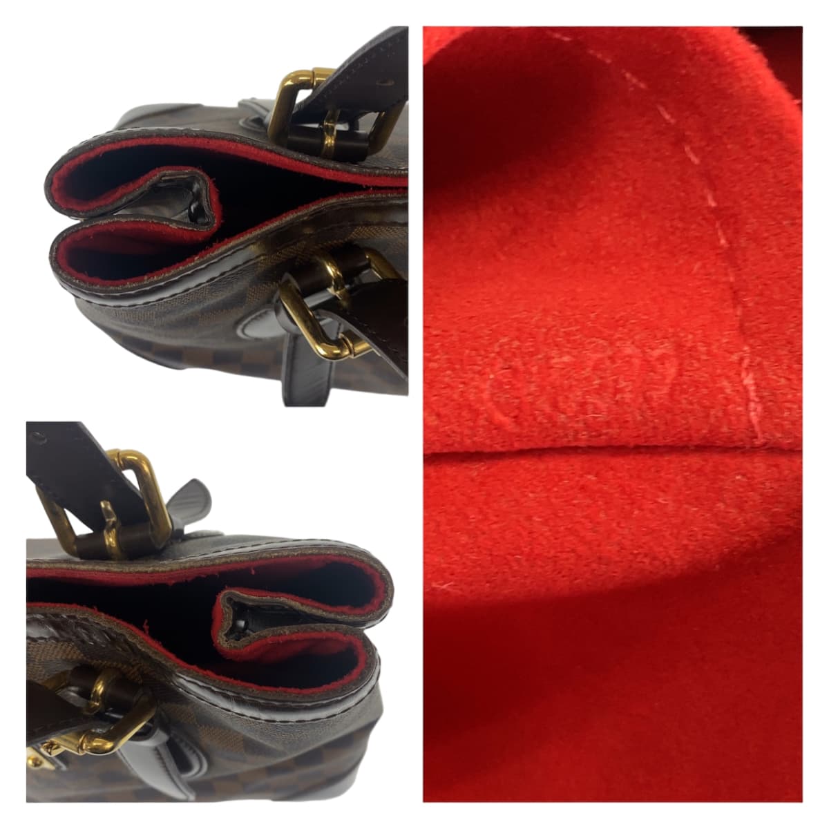 LOUIS VUITTON ルイヴィトン ダミエ ハムプステッドMM ブラウン 茶 レッド ゴールド金具 PVC N51204 トートバッグ 肩掛け  レディース