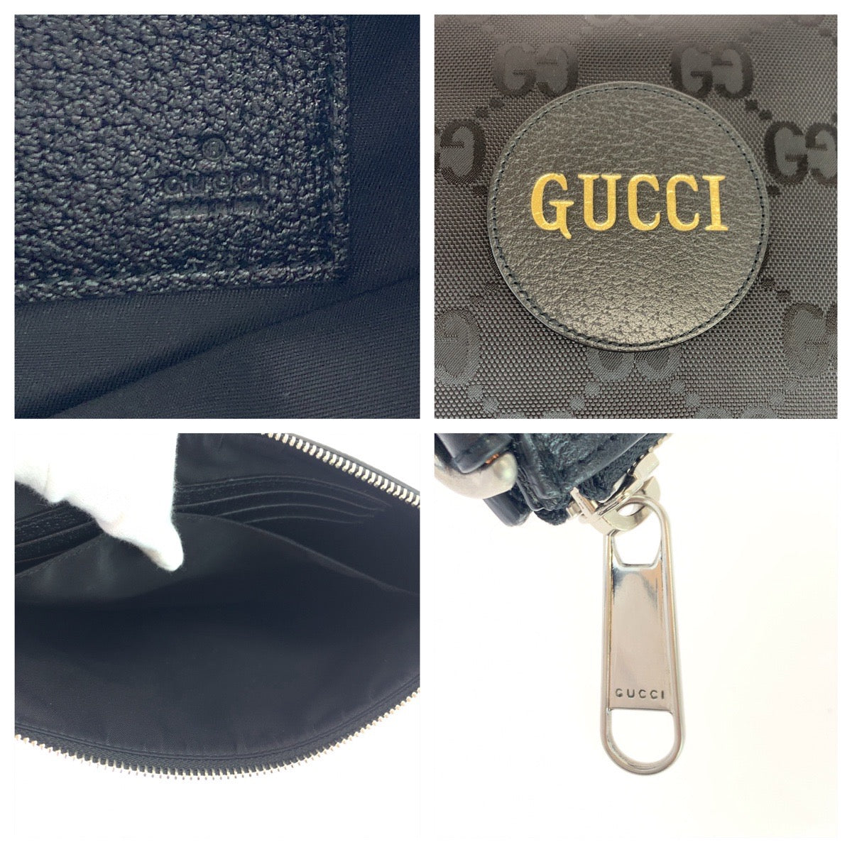GUCCI グッチ オフザグリッド ブラック 黒 ゴールド シルバー金具 ナイロン 625598 セカンドバッグ クラッチバッグ  メンズ