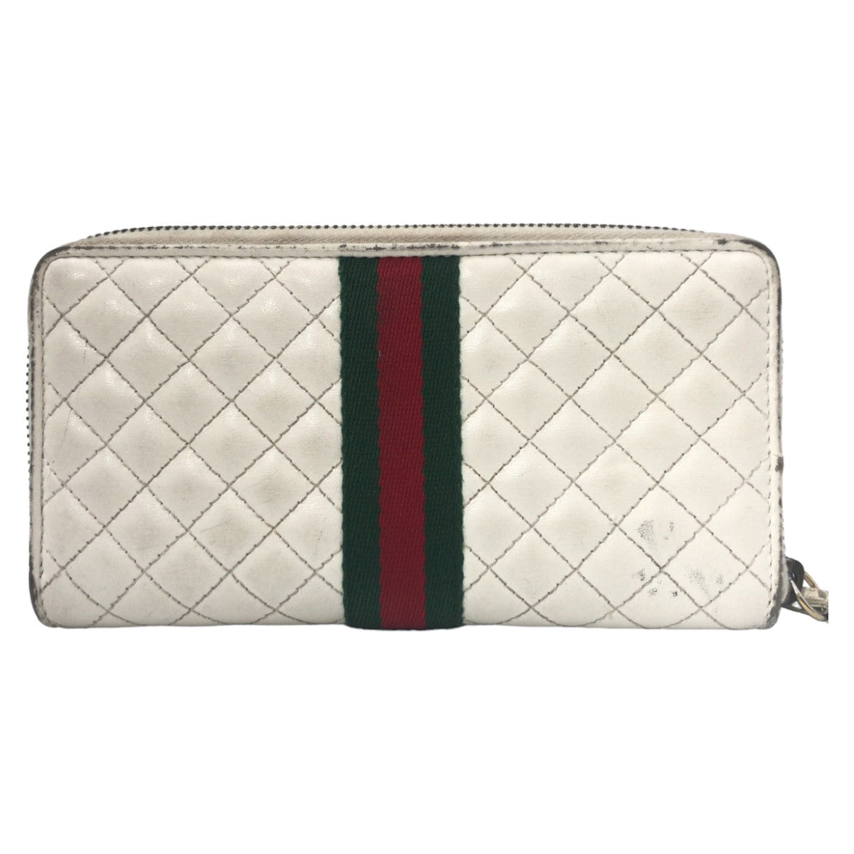 GUCCI グッチ シェリーライン ダブルG キルティング ホワイト 白 ゴールド金具 レザー 536450 長財布 ロングウォレット ラウンドファスナー  レディース