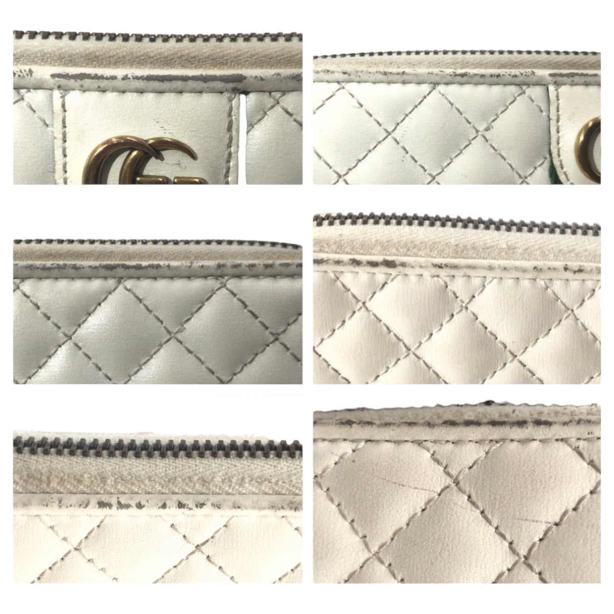 GUCCI グッチ シェリーライン ダブルG キルティング ホワイト 白 ゴールド金具 レザー 536450 長財布 ロングウォレット ラウンドファスナー  レディース