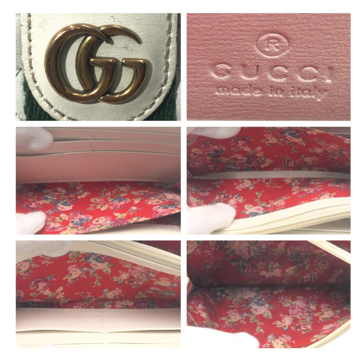 GUCCI グッチ シェリーライン ダブルG キルティング ホワイト 白 ゴールド金具 レザー 536450 長財布 ロングウォレット ラウンドファスナー  レディース