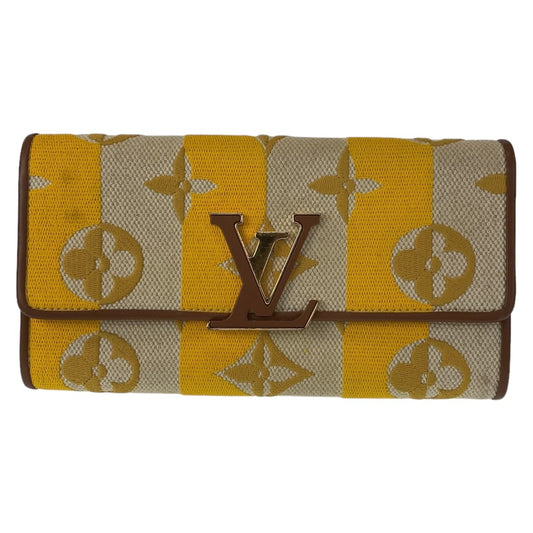 10909
LOUIS VUITTON ルイヴィトン モノグラム ポルトフォイユ カプシーヌ イエロー ブラウン ゴールド金具 キャンバス / レザー M80416 長財布 ストライプジョーヌ  レディース