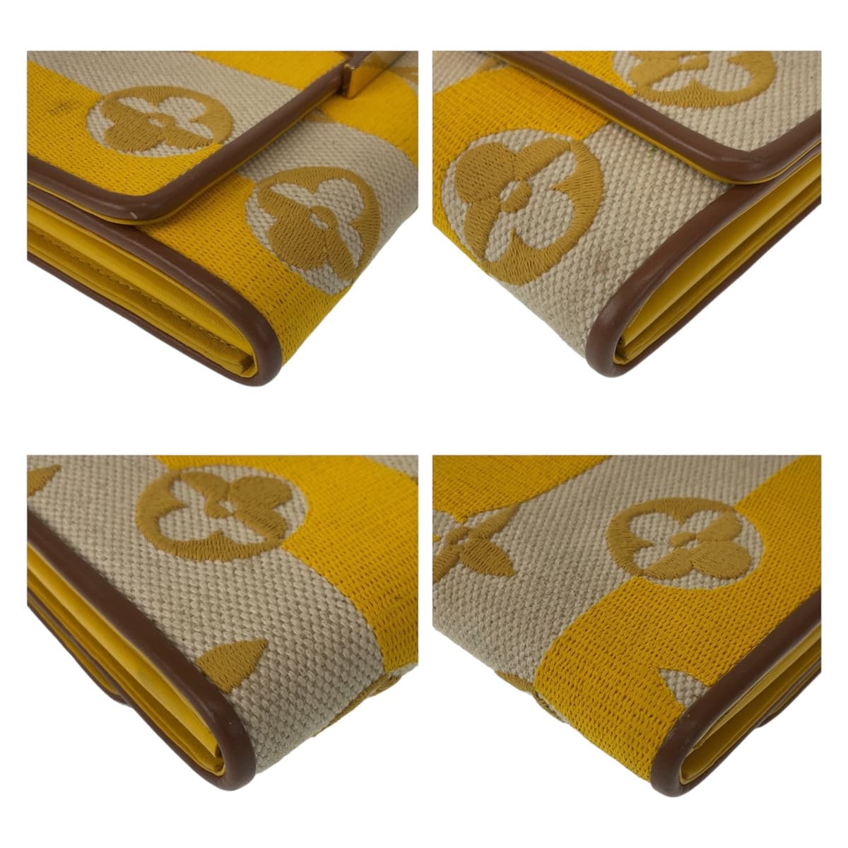 10909
LOUIS VUITTON ルイヴィトン モノグラム ポルトフォイユ カプシーヌ イエロー ブラウン ゴールド金具 キャンバス / レザー M80416 長財布 ストライプジョーヌ  レディース