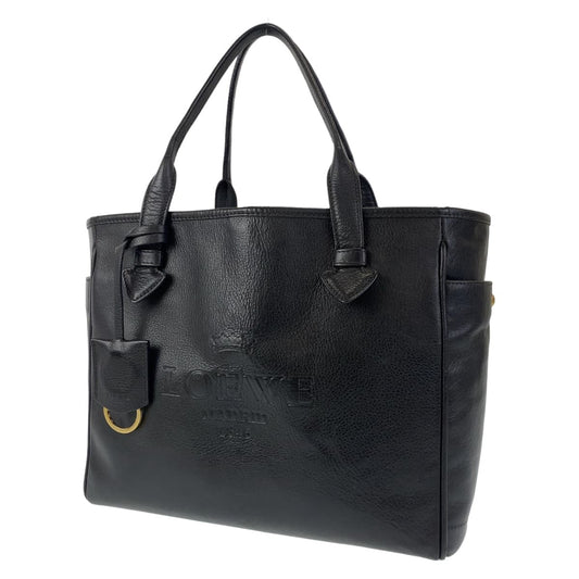 LOEWE ロエベ ヘリテージ ロゴ型押し ブラック 黒 ゴールド金具 レザー トートバッグ ハンドバッグ  レディース