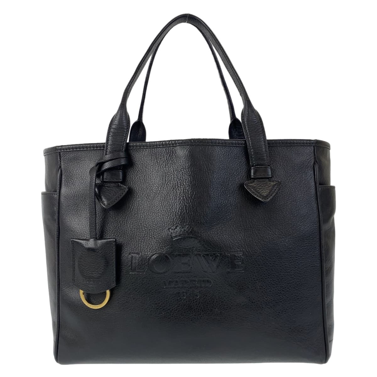 LOEWE ロエベ ヘリテージ ロゴ型押し ブラック 黒 ゴールド金具 レザー トートバッグ ハンドバッグ  レディース