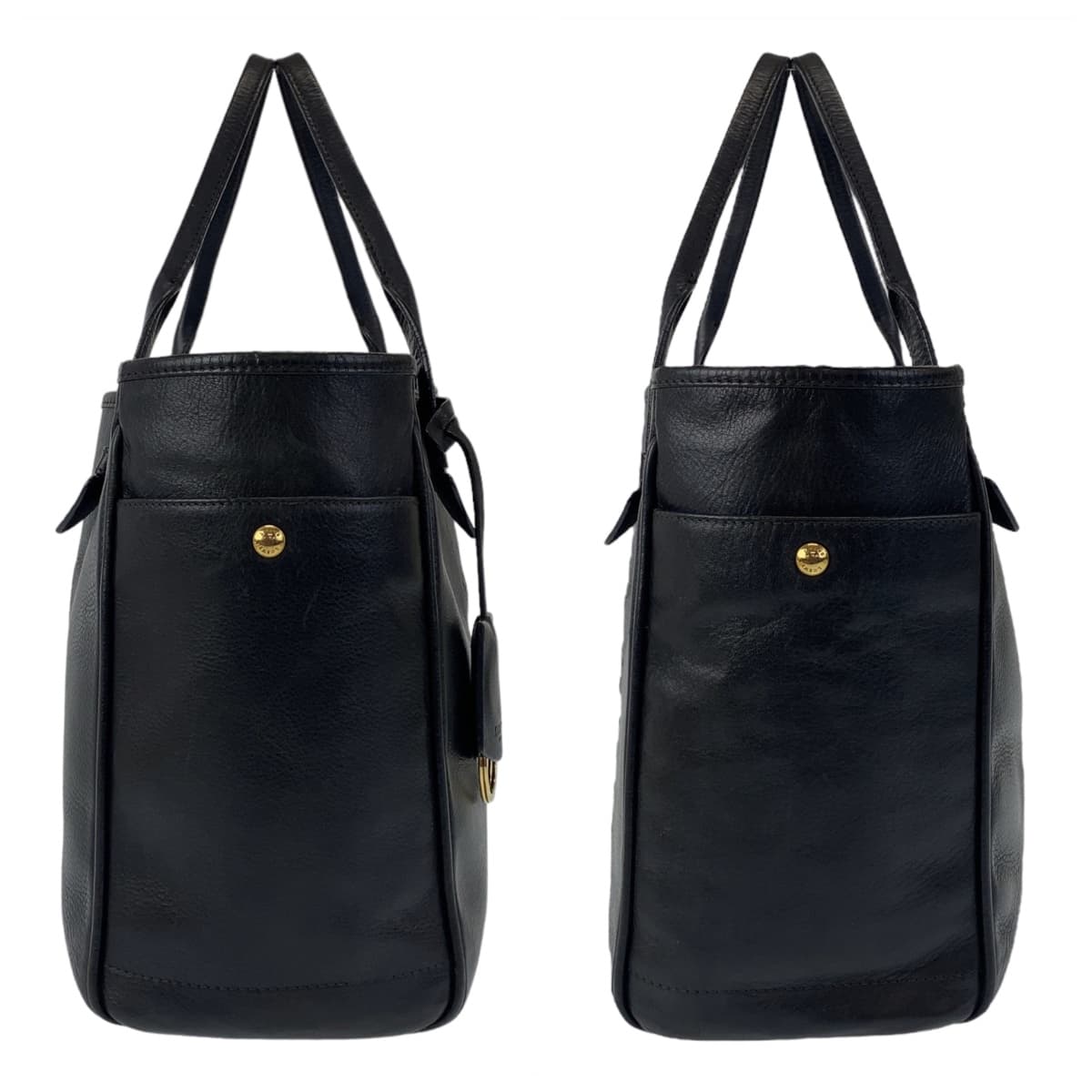 LOEWE ロエベ ヘリテージ ロゴ型押し ブラック 黒 ゴールド金具 レザー トートバッグ ハンドバッグ  レディース