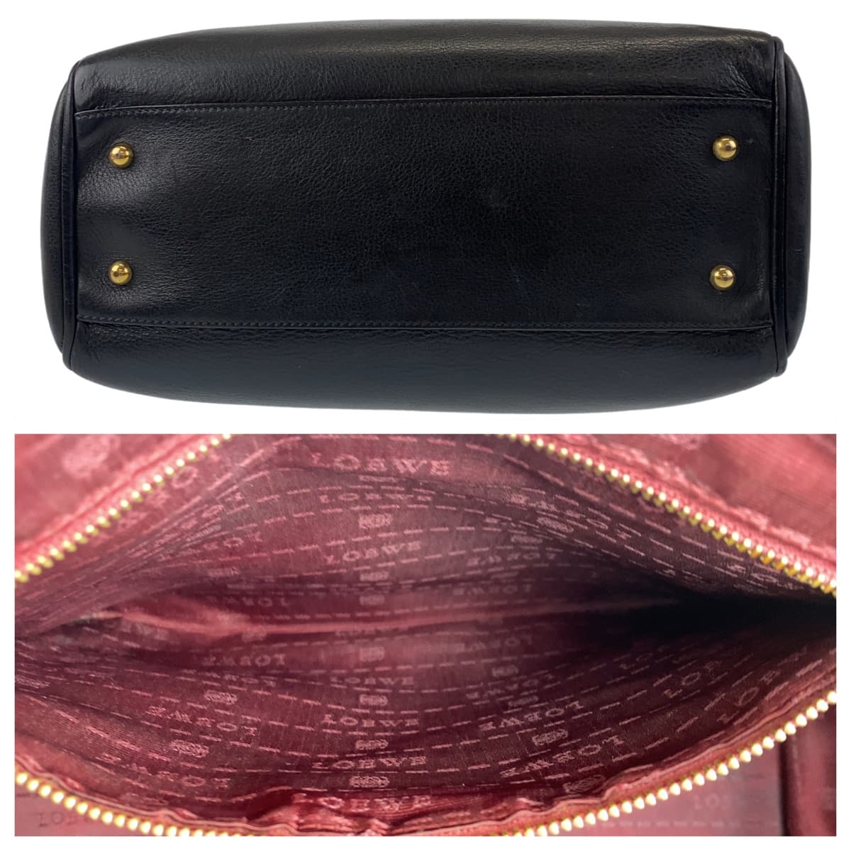LOEWE ロエベ ヘリテージ ロゴ型押し ブラック 黒 ゴールド金具 レザー トートバッグ ハンドバッグ  レディース