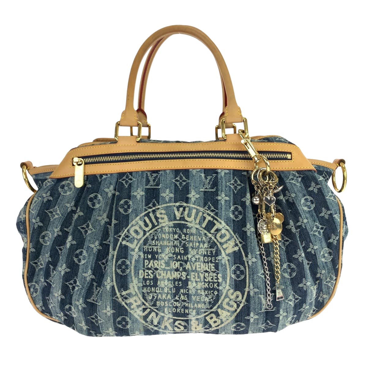 12498
LOUIS VUITTON ルイヴィトン モノグラムデニム カバレイエ GM ブルー 青 ベージュ ゴールド金具 デニム / レザー M95336 ショルダーバッグ トートバッグ 2way  レディース