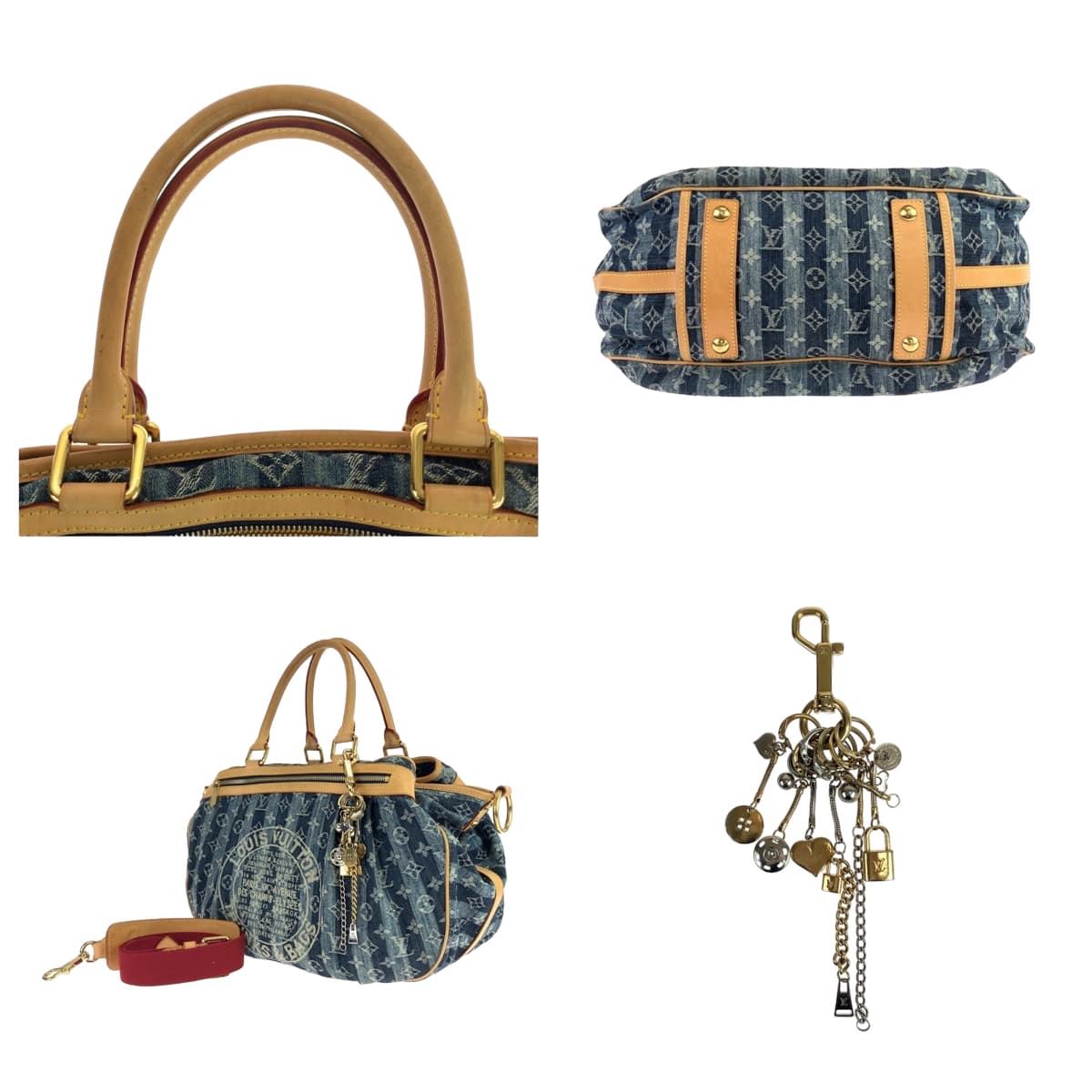 12498
LOUIS VUITTON ルイヴィトン モノグラムデニム カバレイエ GM ブルー 青 ベージュ ゴールド金具 デニム / レザー M95336 ショルダーバッグ トートバッグ 2way  レディース