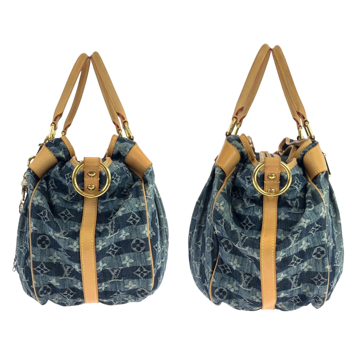 12498
LOUIS VUITTON ルイヴィトン モノグラムデニム カバレイエ GM ブルー 青 ベージュ ゴールド金具 デニム / レザー M95336 ショルダーバッグ トートバッグ 2way  レディース
