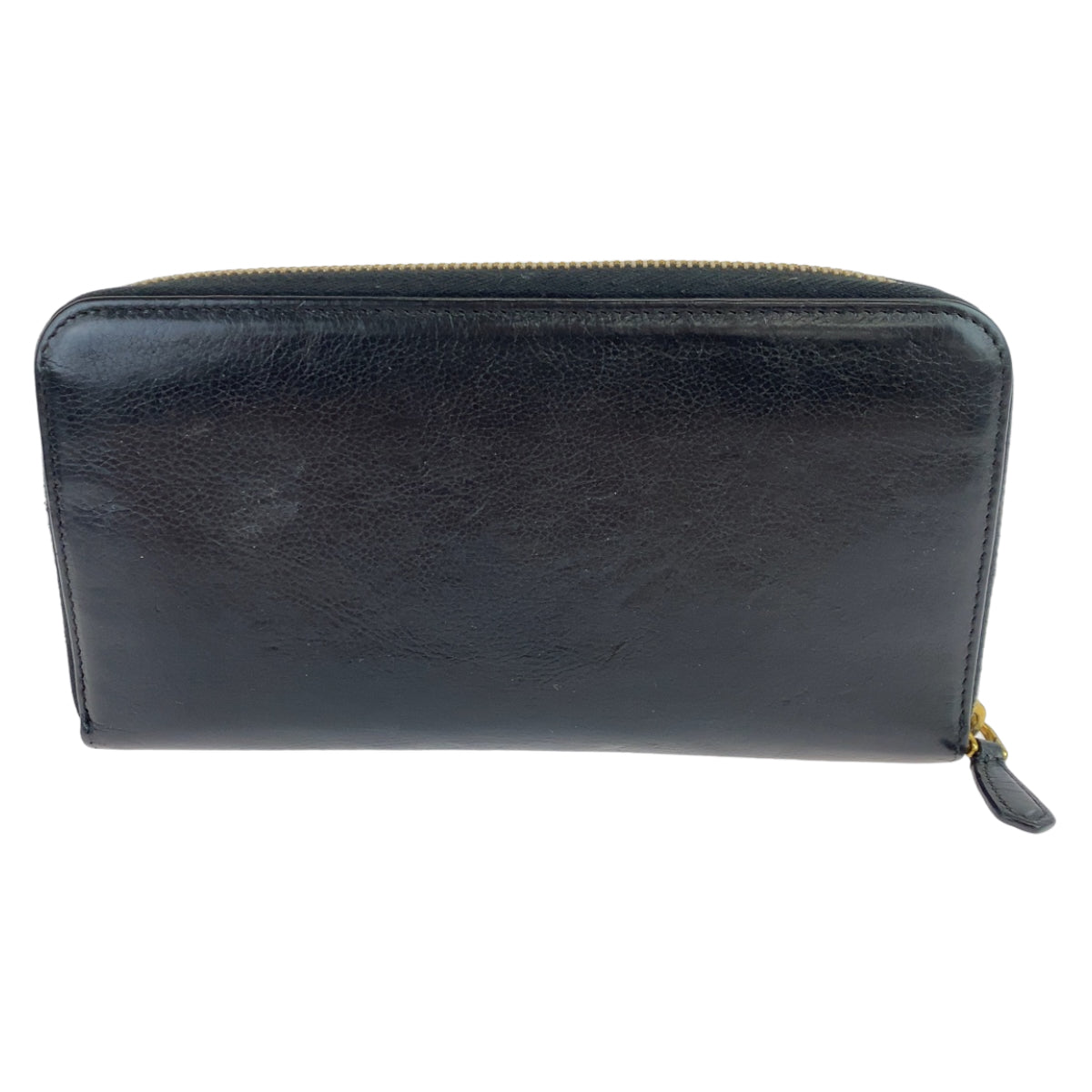 10910
PRADA プラダ 三角ロゴプレート ブラック 黒 ゴールド金具 レザー 長財布 ラウンドジップ  レディース