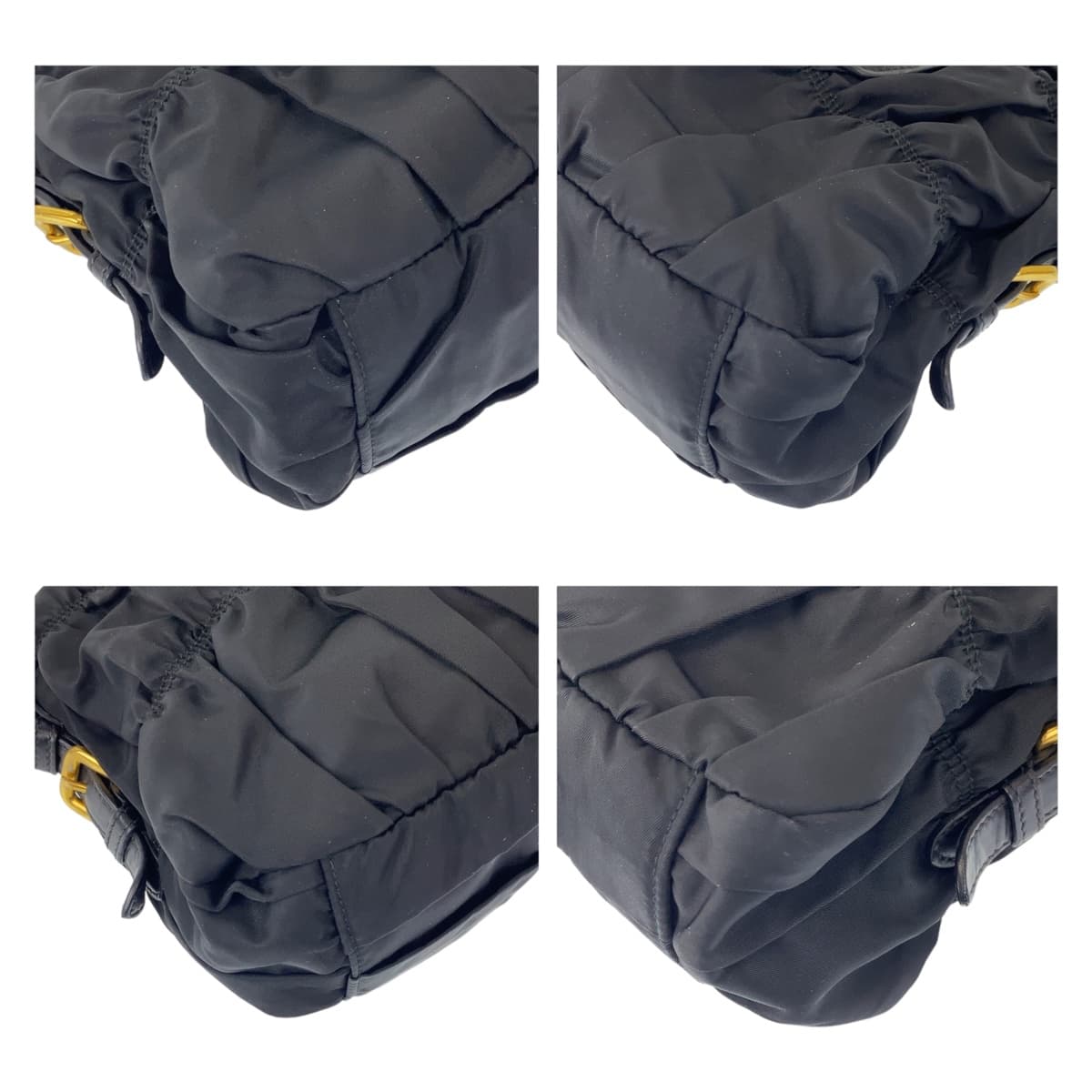 PRADA Prada Tessuto Black Gold Hardware Nylon/Leather Shoulder Bag Handbag 2WAY Women's