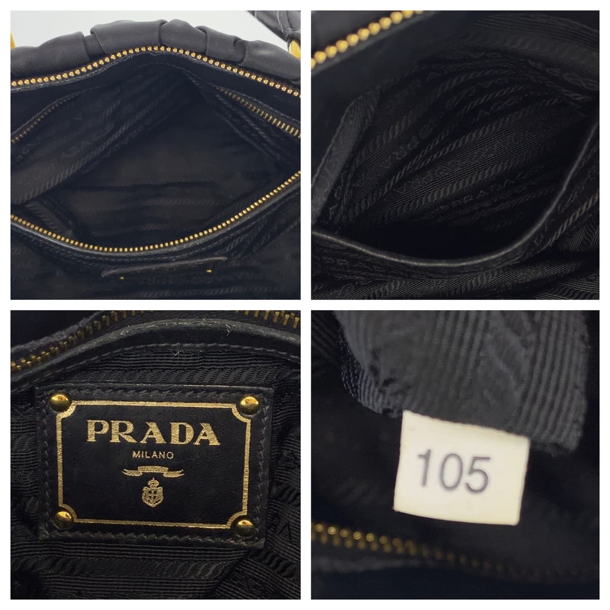 PRADA Prada Tessuto Black Gold Hardware Nylon/Leather Shoulder Bag Handbag 2WAY Women's